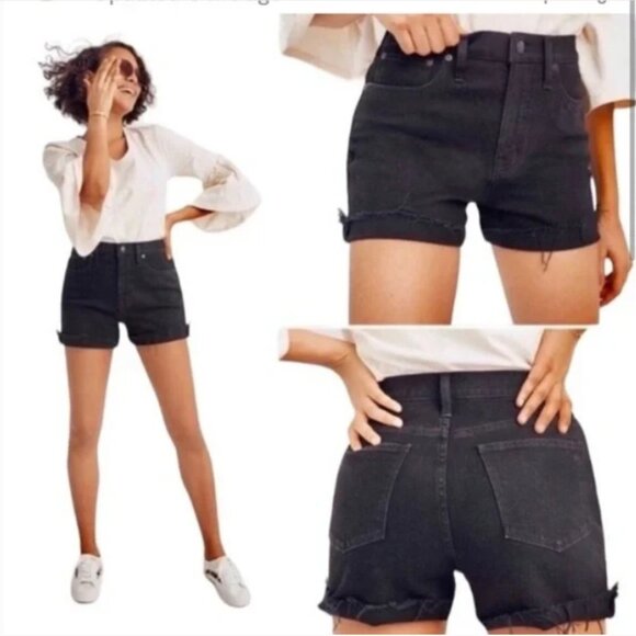 Madewell Lunar High Rise Washed Black Denim Shorts C1732 - Picture 1 of 8